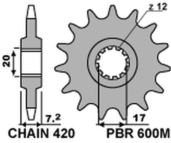 Sprocket front PBR 600M 14 18NC (JTF1120.14, 600M14JT)